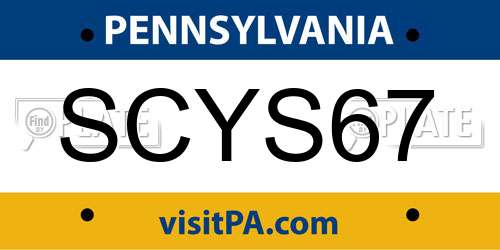 SCYS67 Pennsylvania License Plate