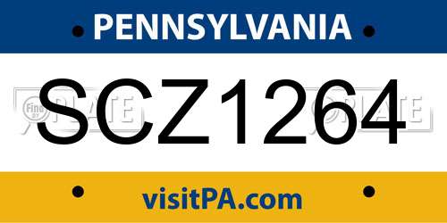 SCZ1264 Pennsylvania License Plate