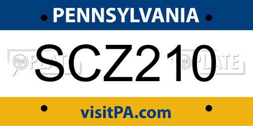 SCZ210 Pennsylvania License Plate