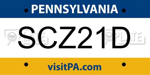 SCZ21D Pennsylvania License Plate