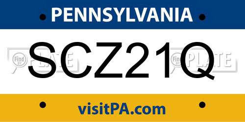 SCZ21Q Pennsylvania License Plate