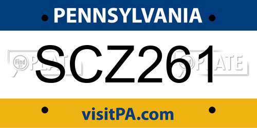 SCZ261 Pennsylvania License Plate