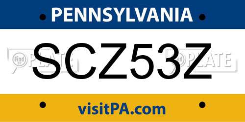 SCZ53Z Pennsylvania License Plate