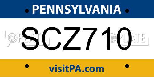 SCZ710 Pennsylvania License Plate