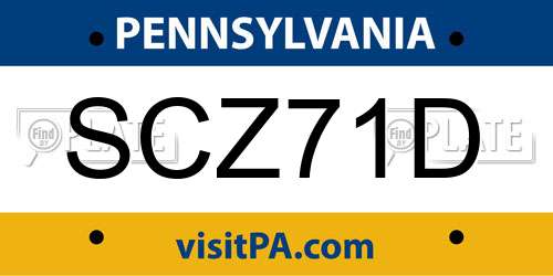 SCZ71D Pennsylvania License Plate