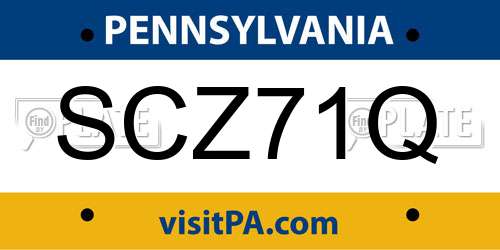 SCZ71Q Pennsylvania License Plate
