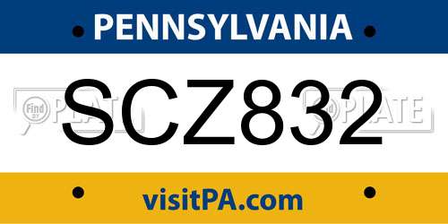 SCZ832 Pennsylvania License Plate