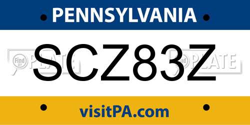 SCZ83Z Pennsylvania License Plate