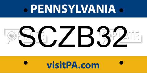 SCZB32 Pennsylvania License Plate