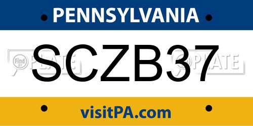 SCZB37 Pennsylvania License Plate