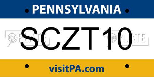 SCZT10 Pennsylvania License Plate