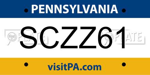 SCZZ61 Pennsylvania License Plate