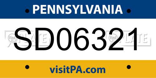 SD06321 Pennsylvania License Plate
