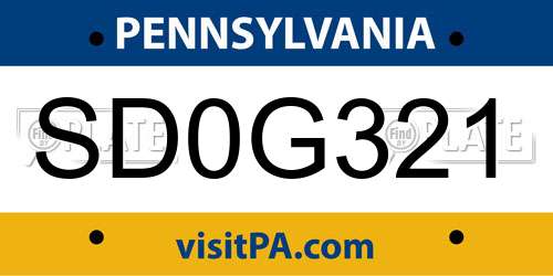 SD0G321 Pennsylvania License Plate