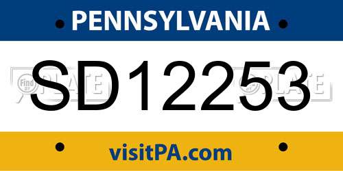 SD12253 Pennsylvania License Plate