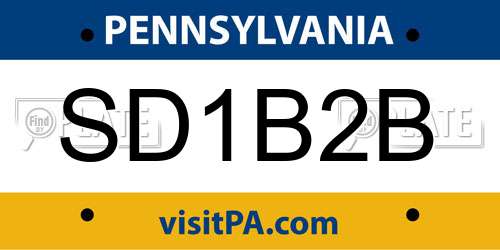 SD1B2B Pennsylvania License Plate