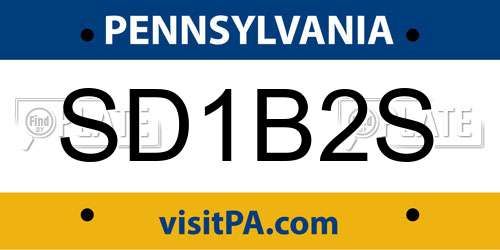 SD1B2S Pennsylvania License Plate