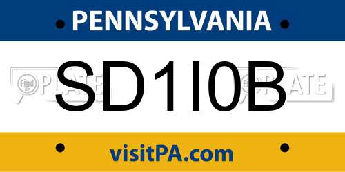 SD1I0B Pennsylvania License Plate