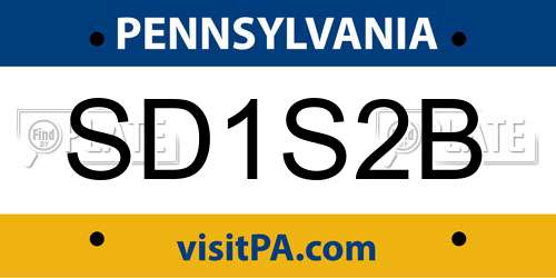 SD1S2B Pennsylvania License Plate