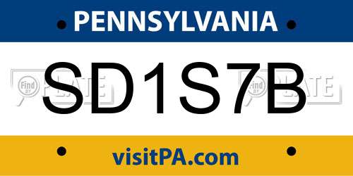 SD1S7B Pennsylvania License Plate