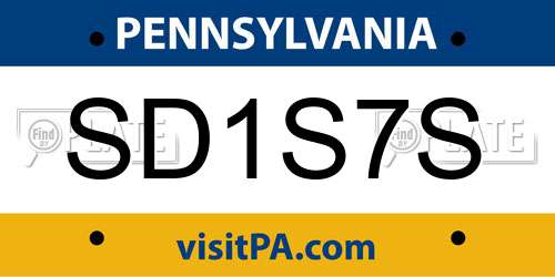 SD1S7S Pennsylvania License Plate