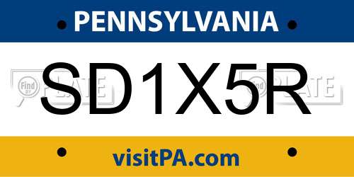 SD1X5R Pennsylvania License Plate