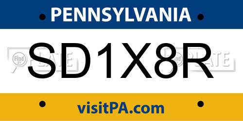 SD1X8R Pennsylvania License Plate