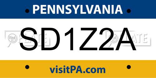 SD1Z2A Pennsylvania License Plate