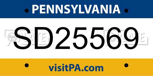 SD25569 Pennsylvania License Plate