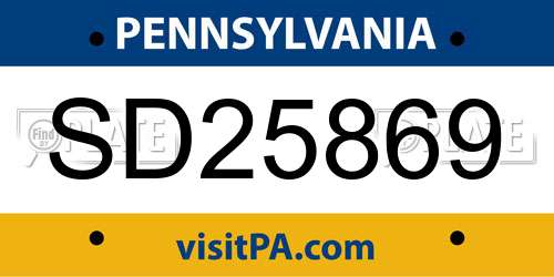 SD25869 Pennsylvania License Plate