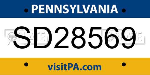 SD28569 Pennsylvania License Plate