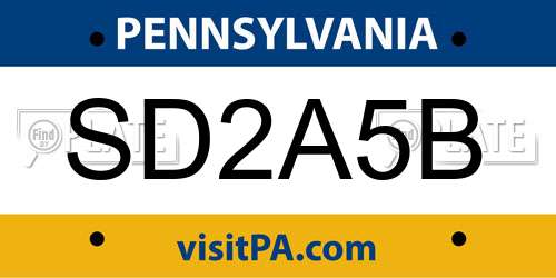 SD2A5B Pennsylvania License Plate