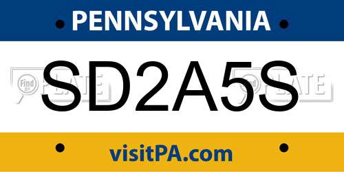 SD2A5S Pennsylvania License Plate