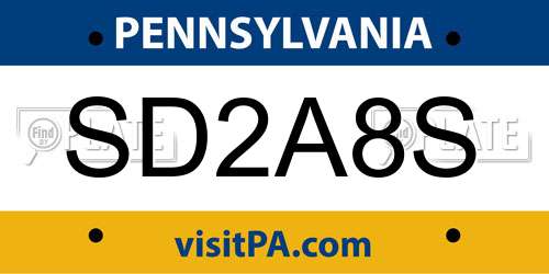 SD2A8S Pennsylvania License Plate
