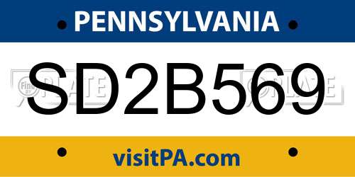 SD2B569 Pennsylvania License Plate