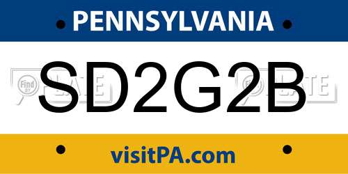 SD2G2B Pennsylvania License Plate