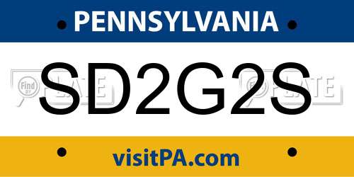 SD2G2S Pennsylvania License Plate