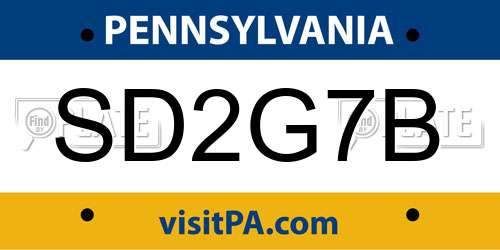 SD2G7B Pennsylvania License Plate