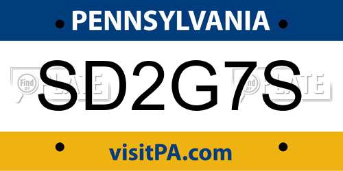 SD2G7S Pennsylvania License Plate