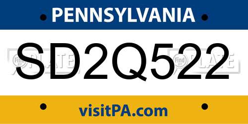 SD2Q522 Pennsylvania License Plate