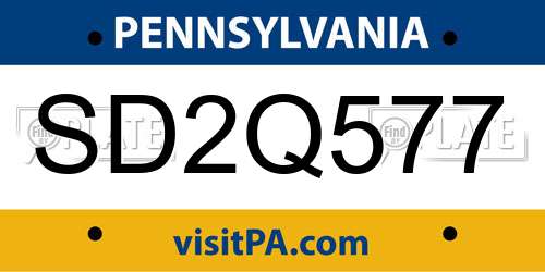 SD2Q577 Pennsylvania License Plate