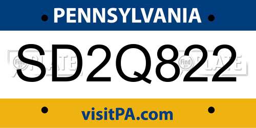SD2Q822 Pennsylvania License Plate