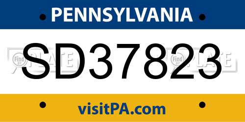 SD37823 Pennsylvania License Plate