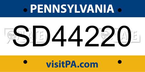 SD44220 Pennsylvania License Plate