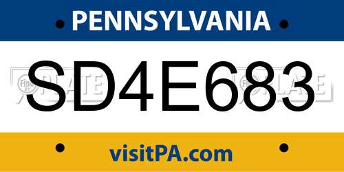 SD4E683 Pennsylvania License Plate
