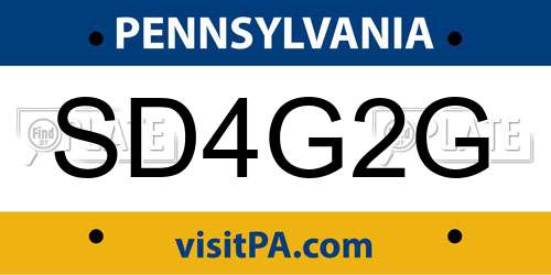SD4G2G Pennsylvania License Plate