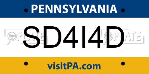 SD4I4D Pennsylvania License Plate