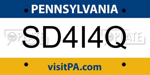 SD4I4Q Pennsylvania License Plate