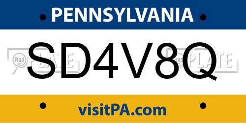 SD4V8Q Pennsylvania License Plate