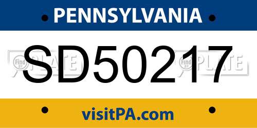 SD50217 Pennsylvania License Plate